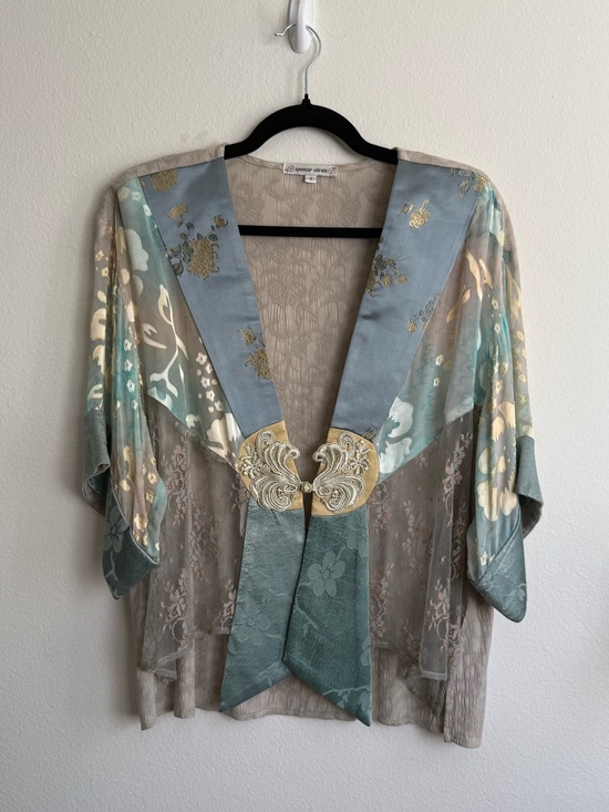 Spencer Alexis Sweaters - Spencer Alexis Patchwork Floral Kimono Cardigan Size S